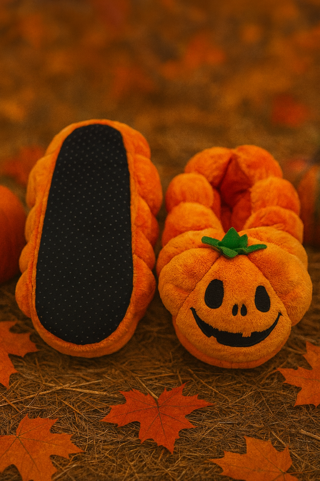 Cozy Halloween Pumpkin Plush Slippers – Warm, Cute & Comfy